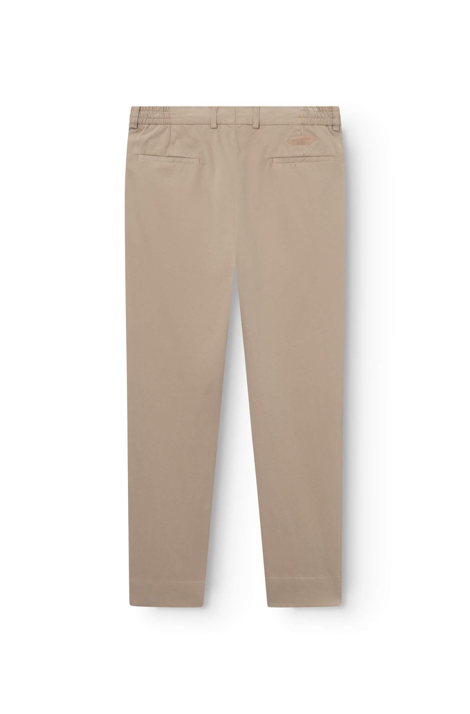 Rear view of the beige chino trousers in cashmere
