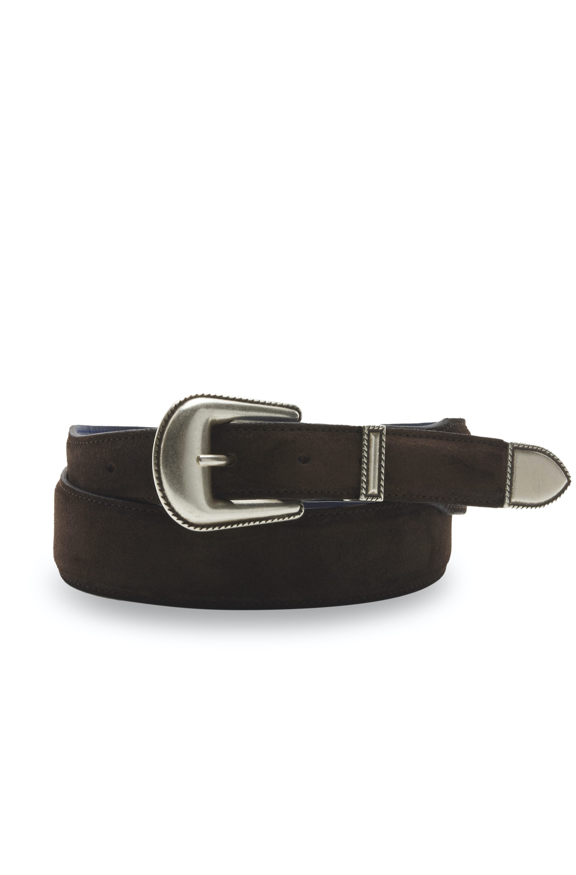 brown suede leather belt silver buckle