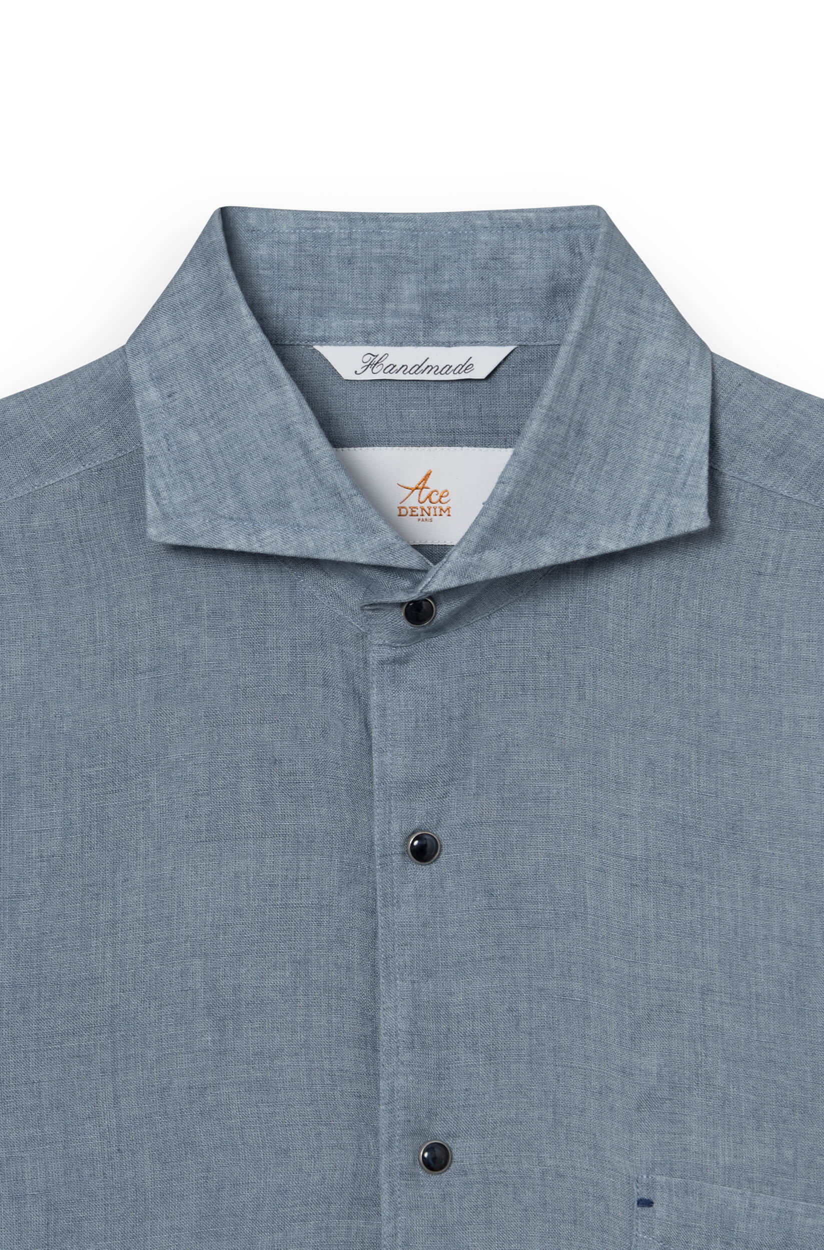 Ace Denim - Chemise en lin Homme - Bleu Gris