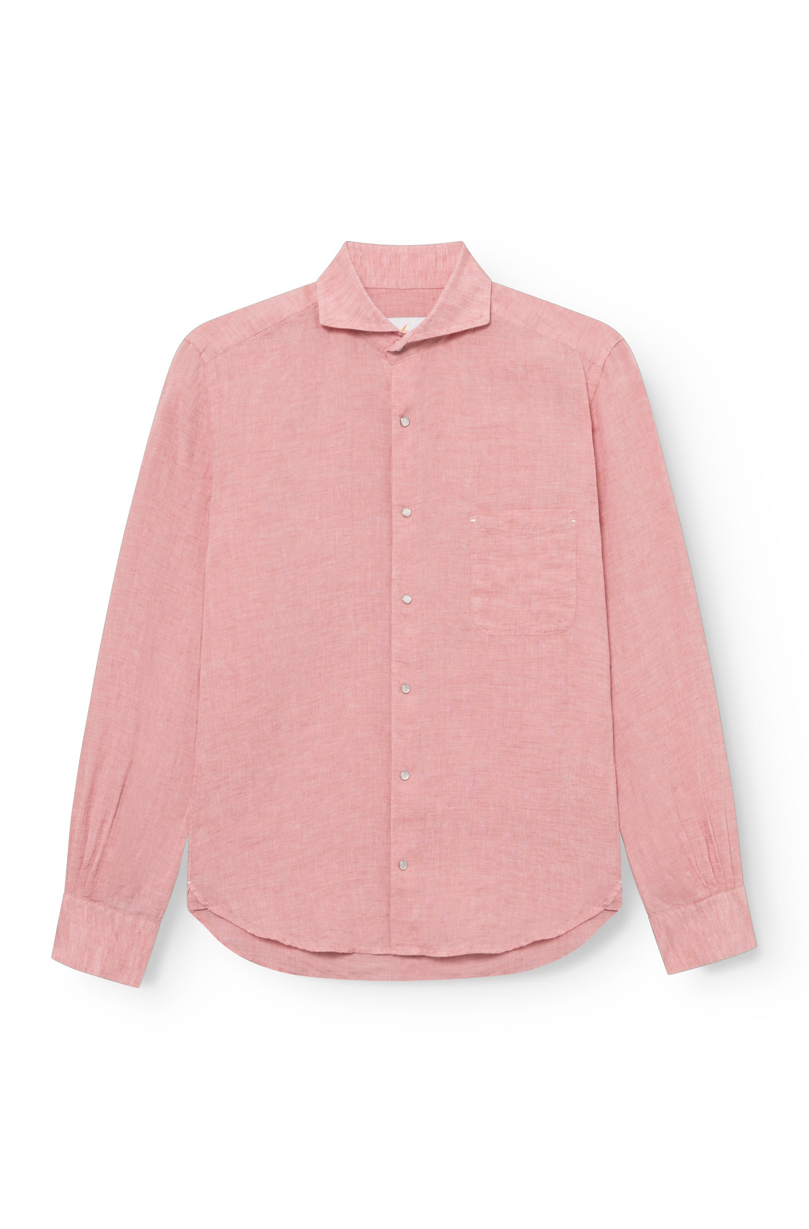 Chemise homme lin rose coupe regular, vue de face — AD 73 Ace Denim Paris