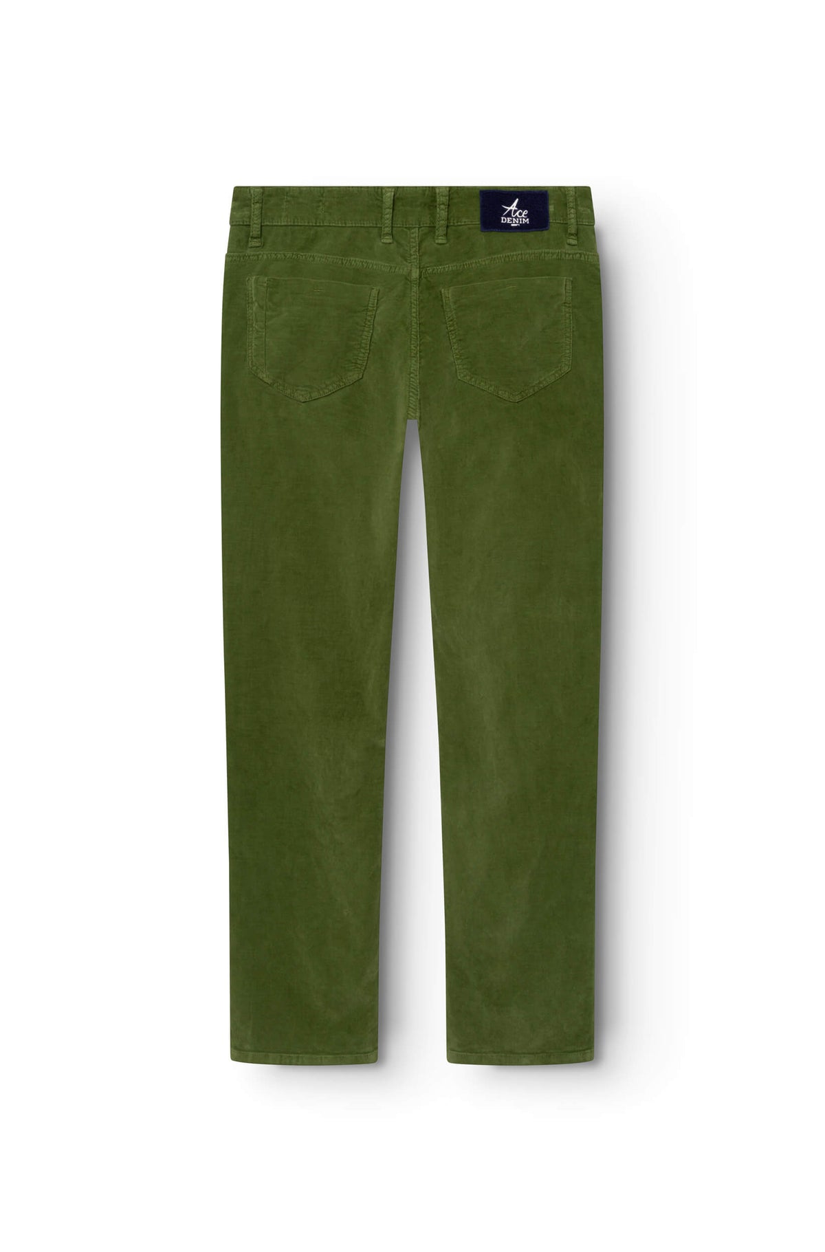 Back of the smooth green corduroy trousers for men