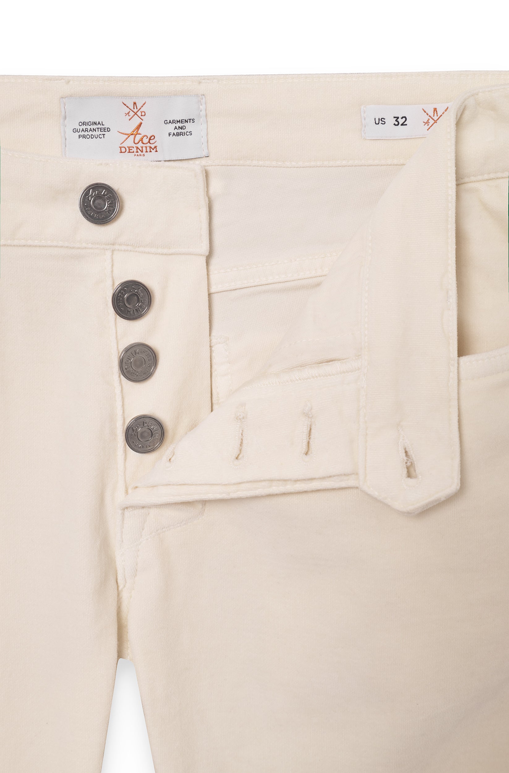 Pantalon velours homme blanc cassé Vue 3 - Ace Denim Paris