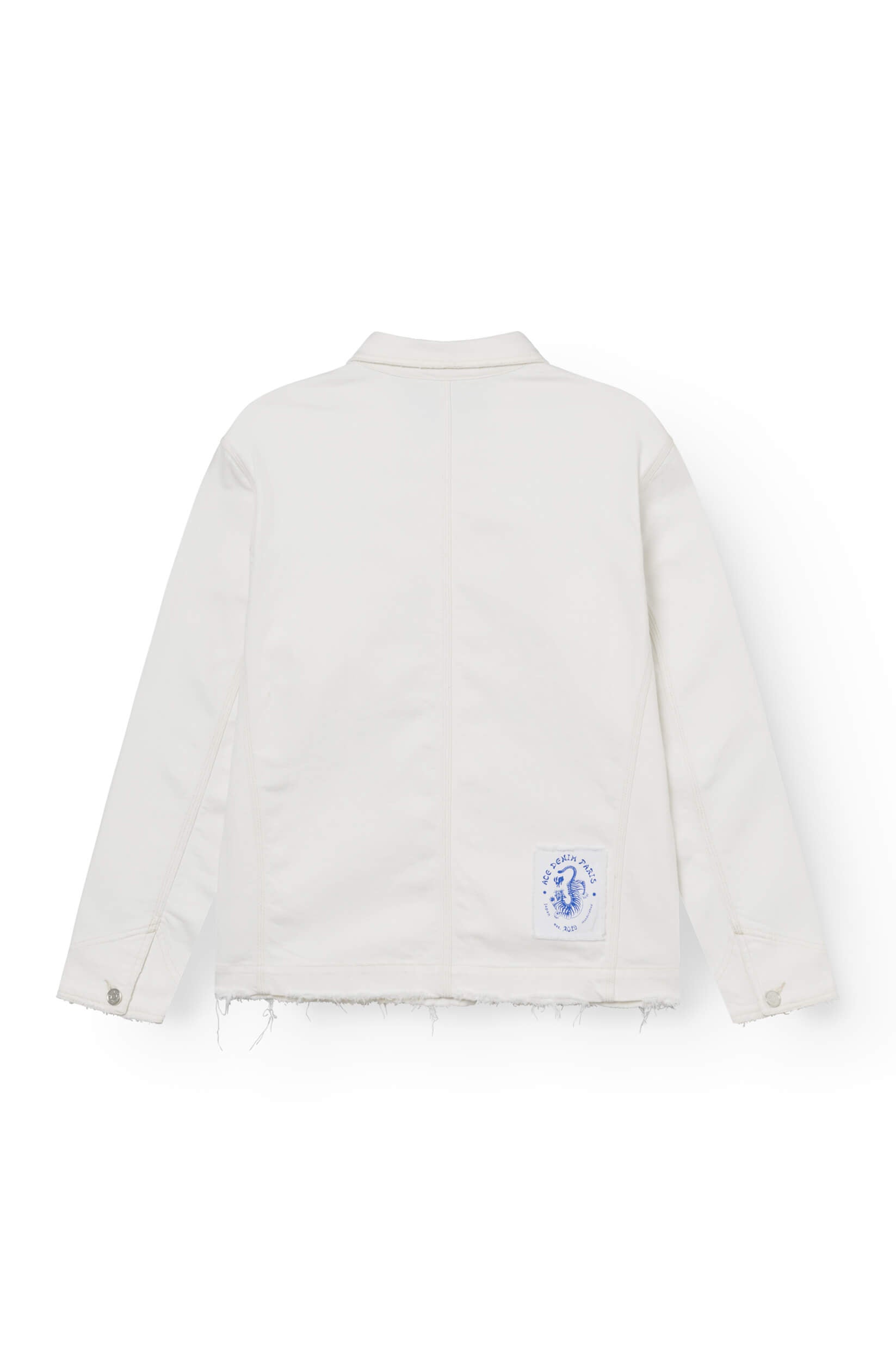 Arrière de la veste en denim selvedge blanche