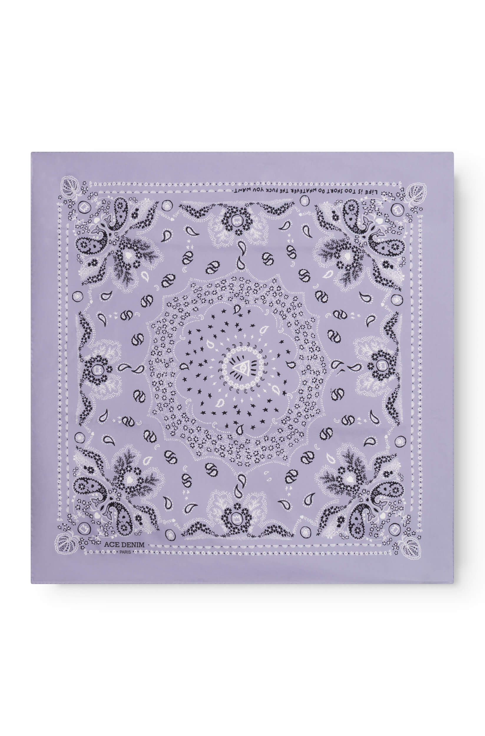Lilac silk scarf with bandana pattern
