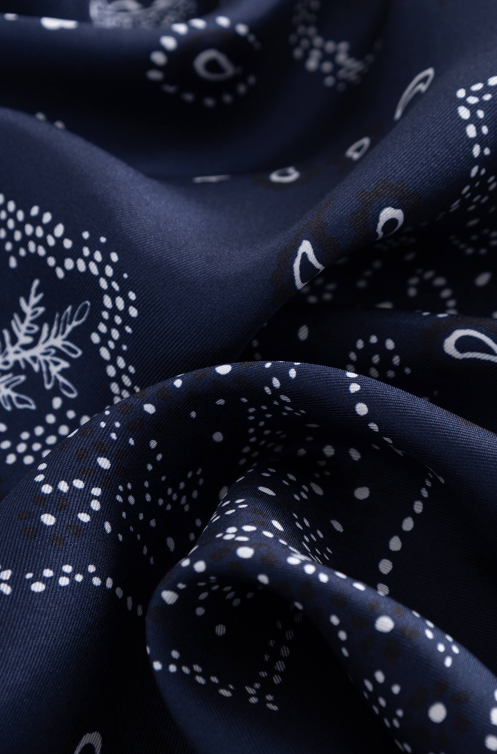 Texture detail of the navy bandana with bandana pattern