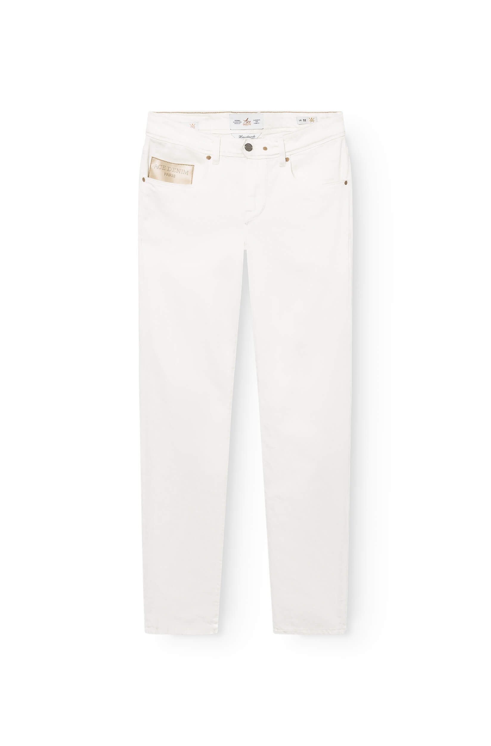 off-white cotton jeans with leather patch