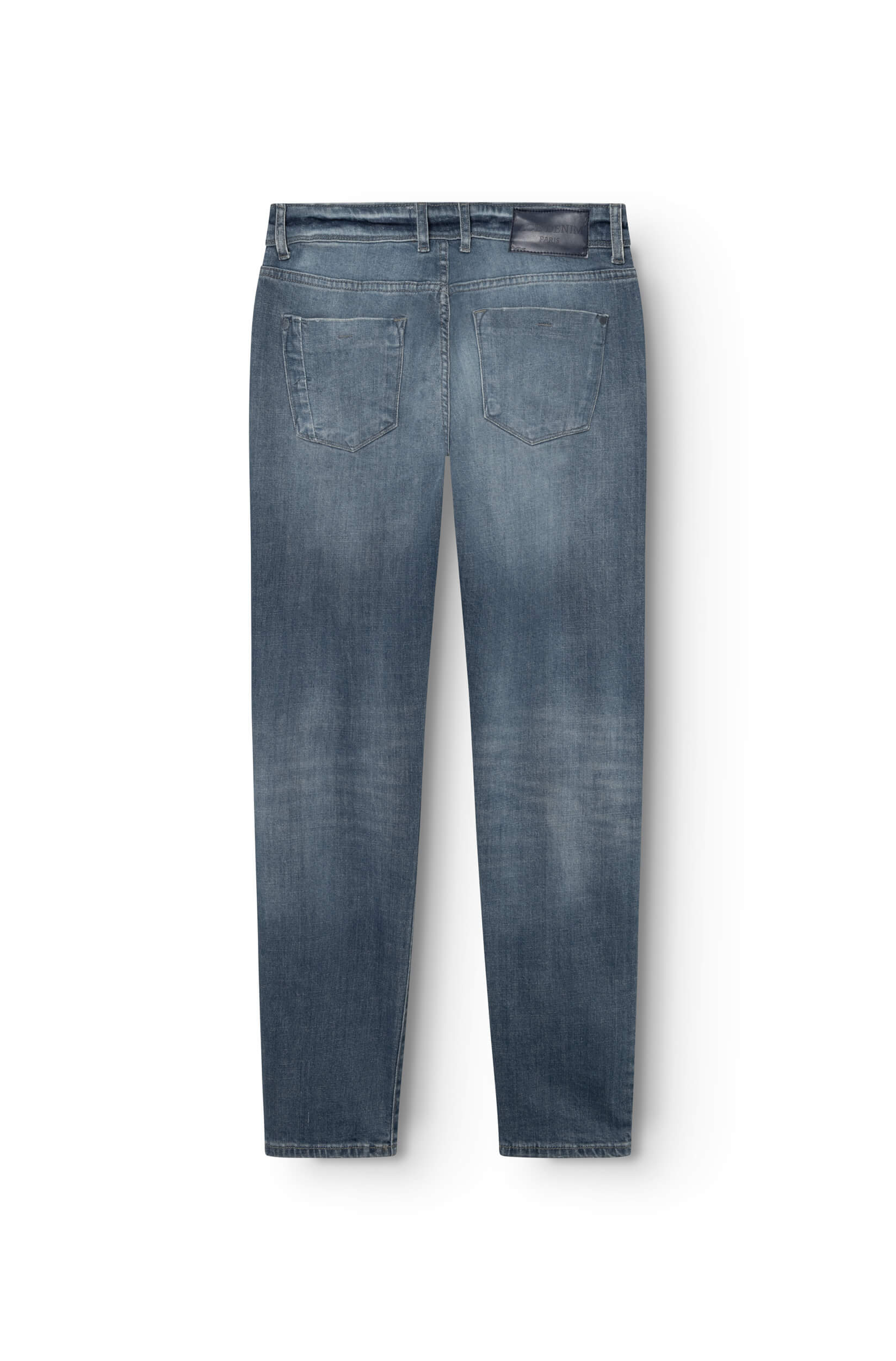 Smoky blue jeans seen from behind