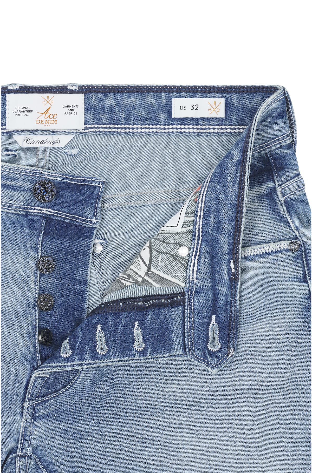Jeans slim homme très délavé blanc Vue 2 - Ace Denim Paris