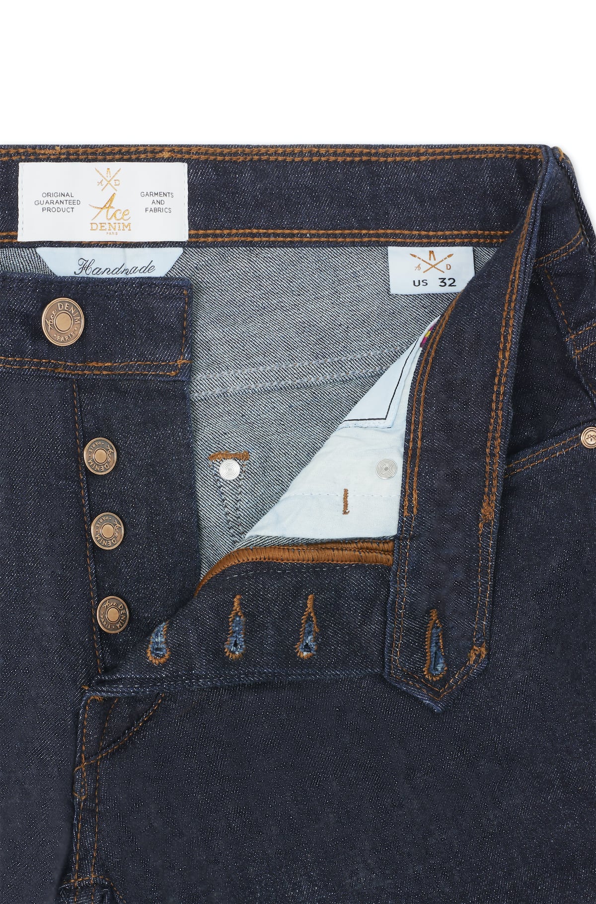 Jeans slim homme brut indigo tabac Vue 2 - Ace Denim Paris