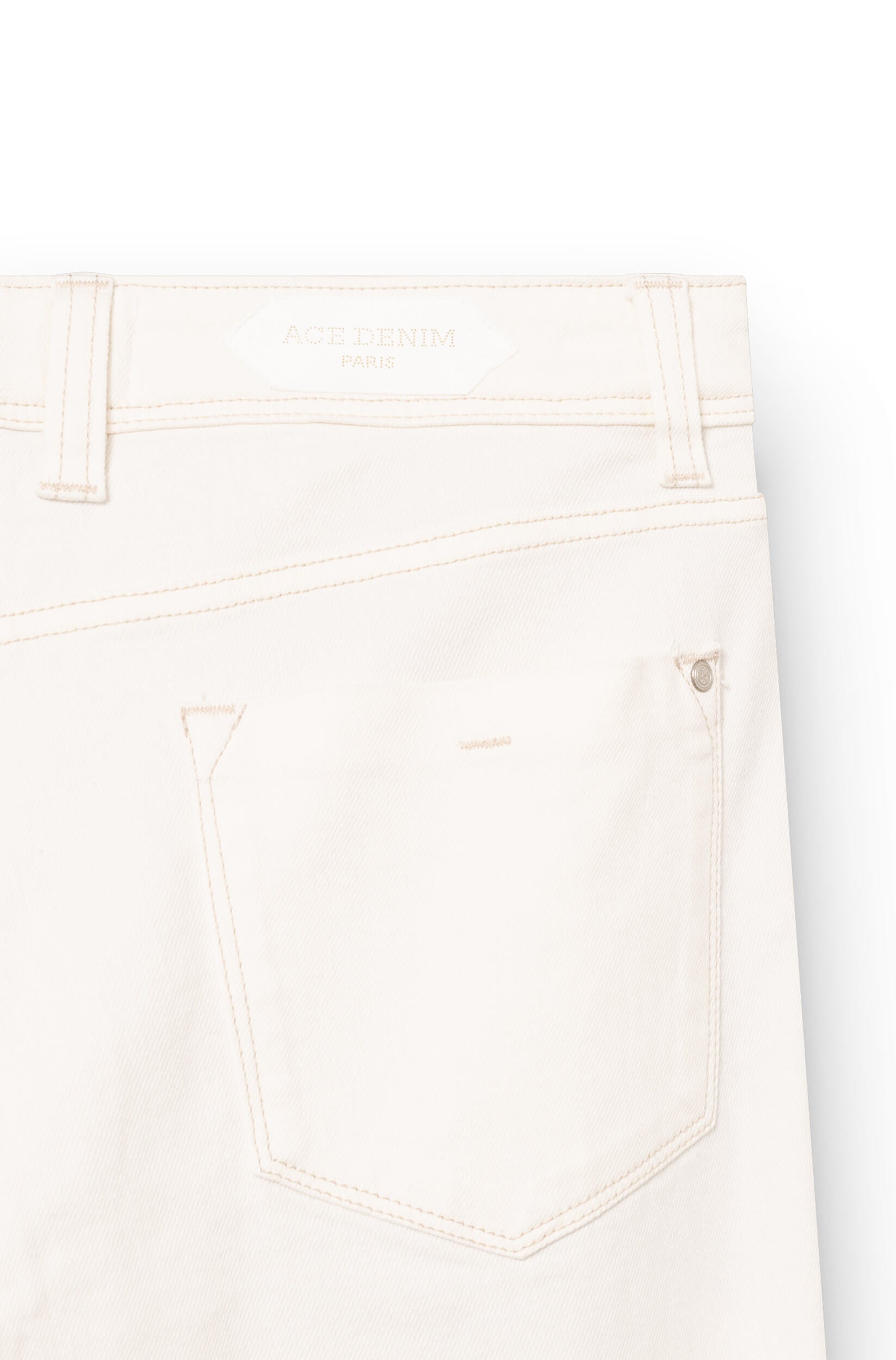 Back patch of jeans in white cashmere