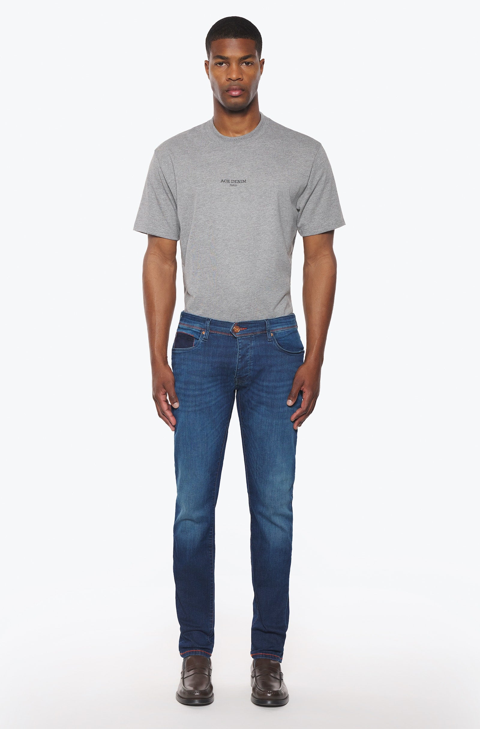 Jeans slim homme pierre foncé orange - Ace Denim Paris