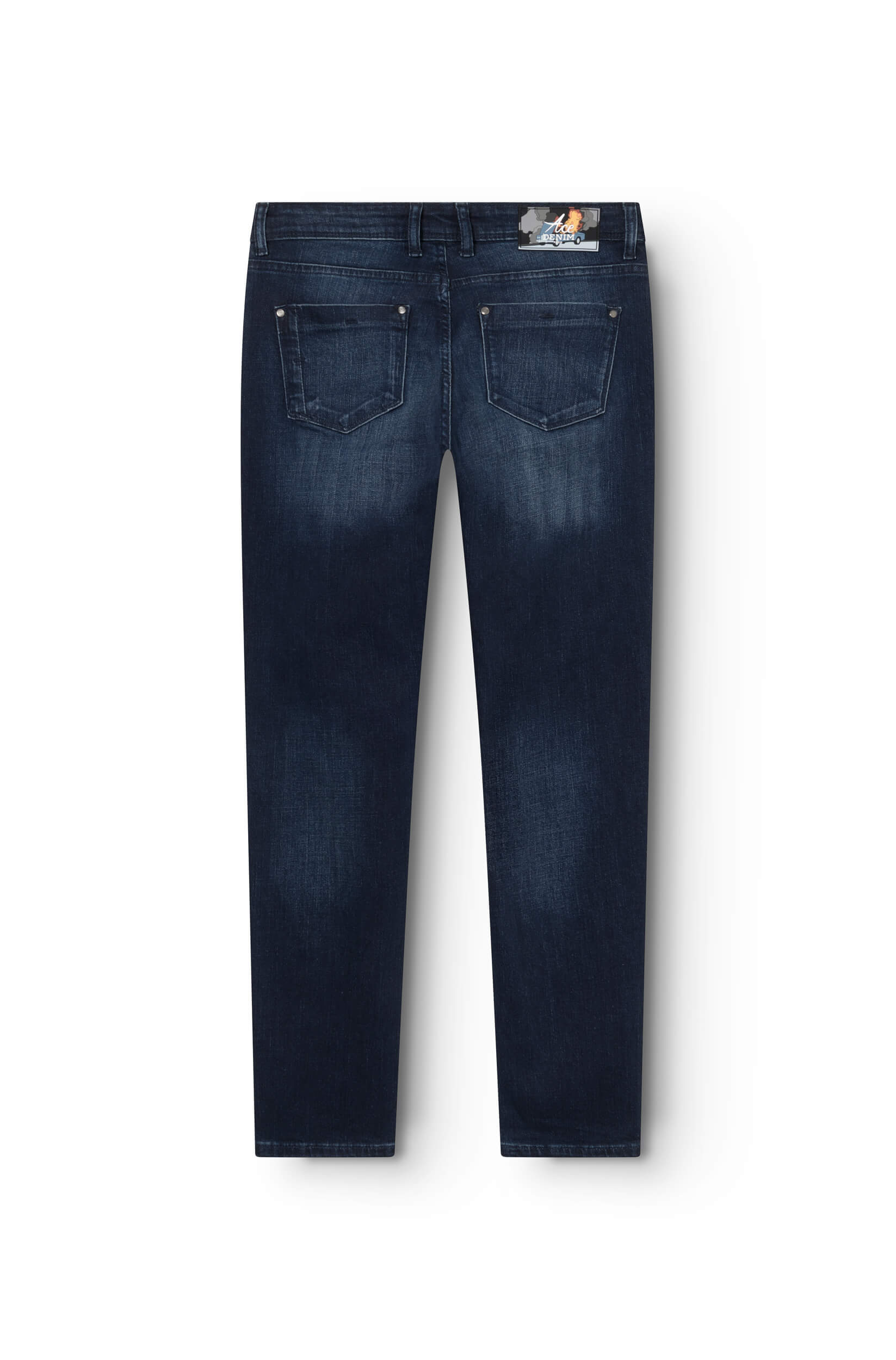 rear view of the dark blue jeans