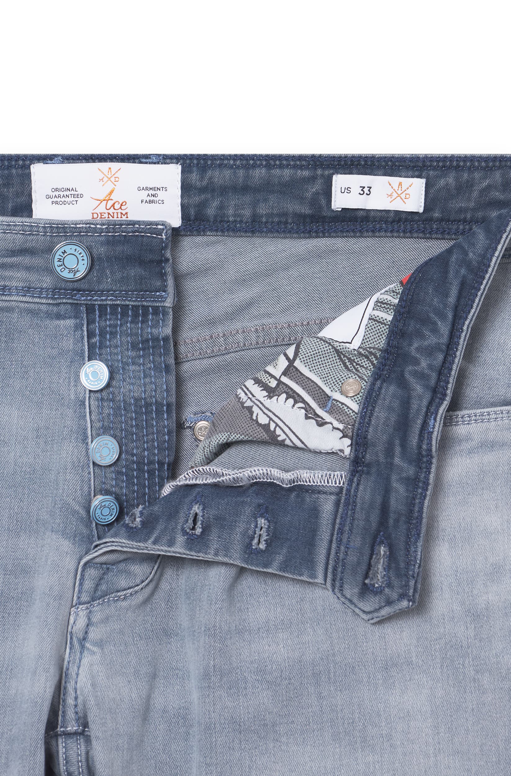 Jeans slim homme bleu gris clair Vue 2 - Ace Denim Paris