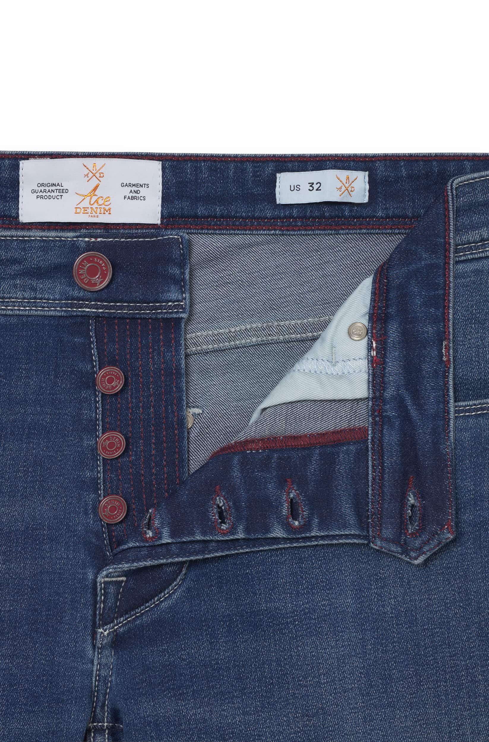 Jeans slim homme pierre moyen bordeaux Vue 3 - Ace Denim Paris