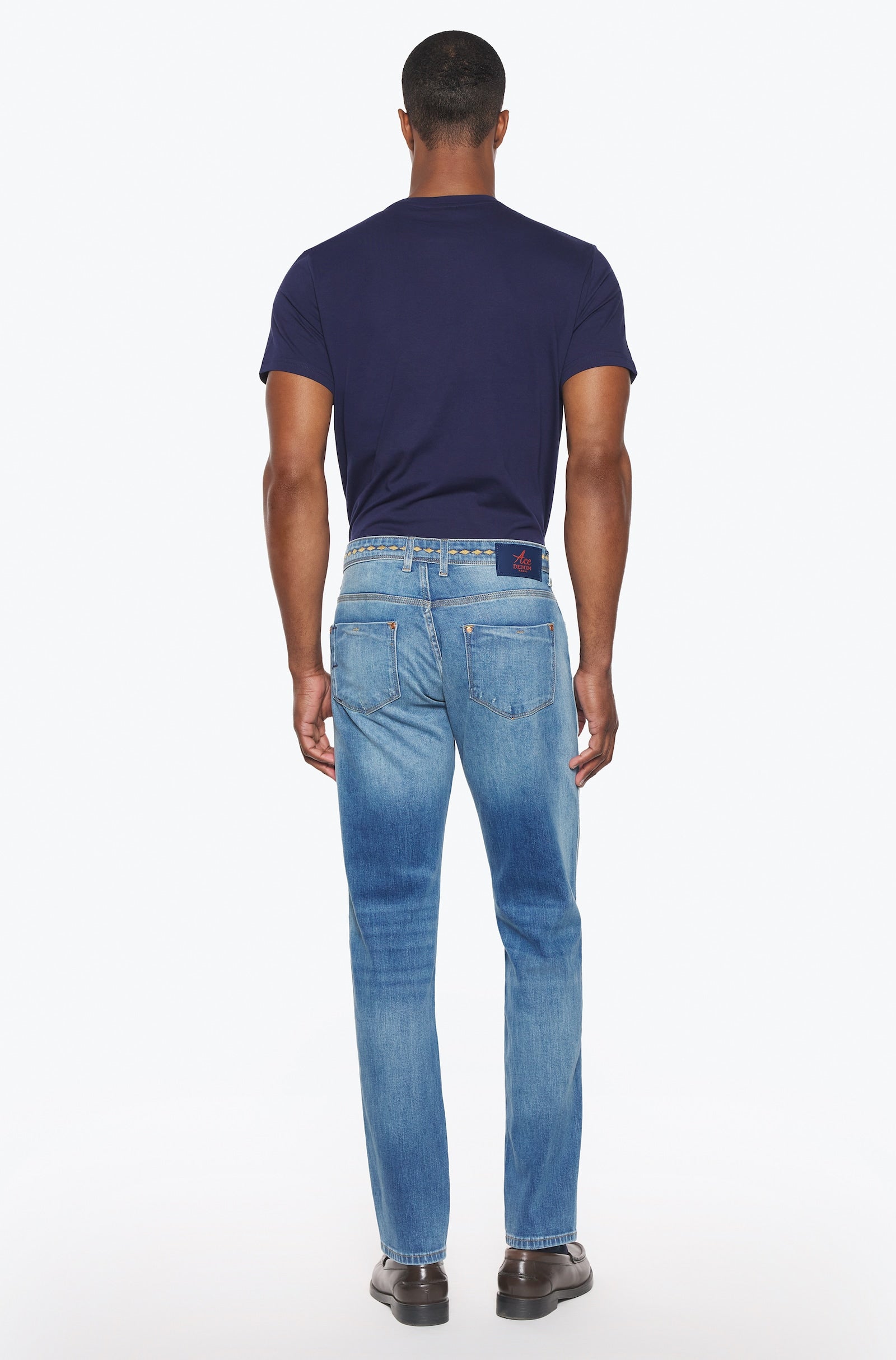 Jeans slim homme stone camel Vue 3 - Ace Denim Paris