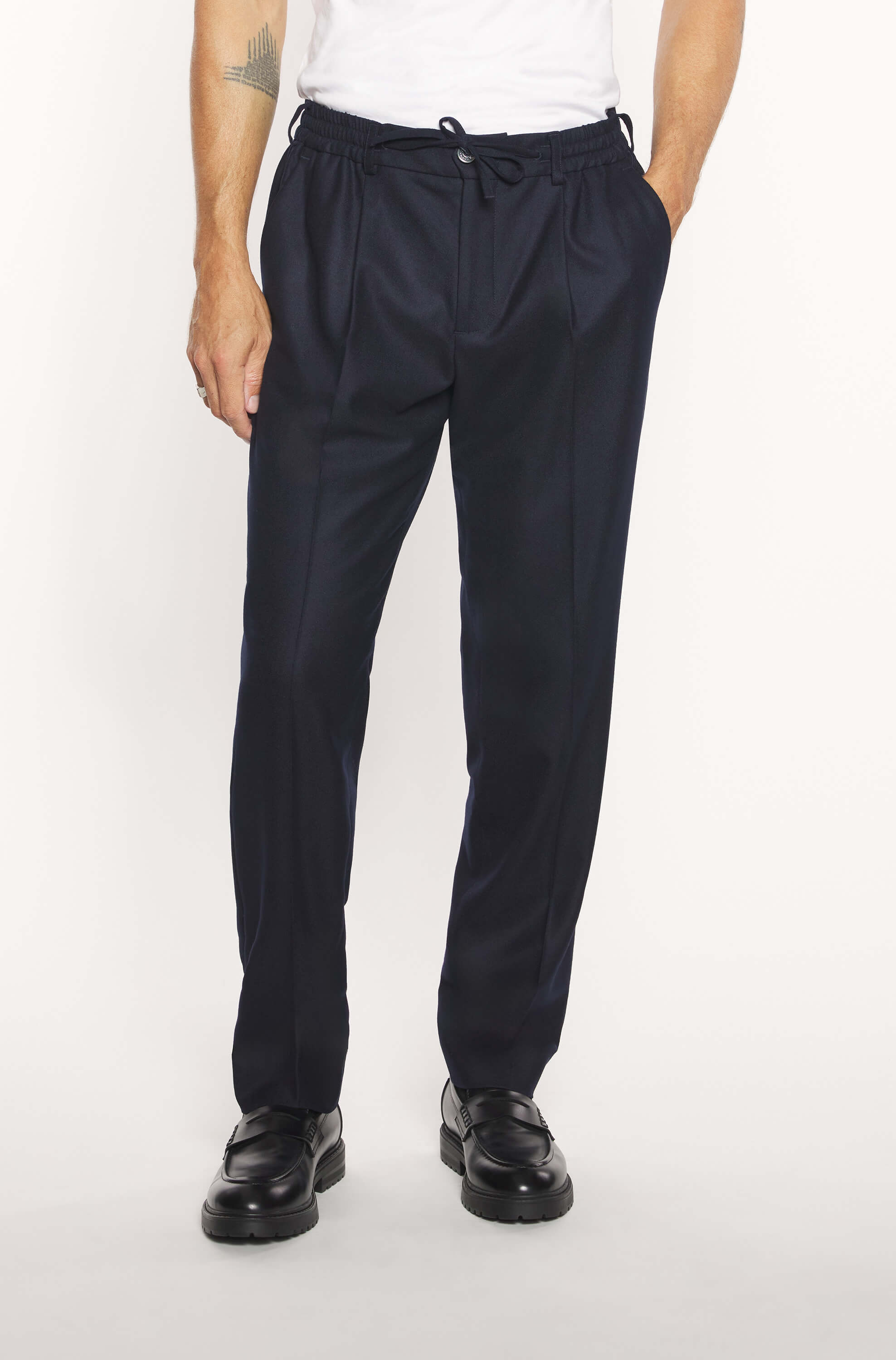 AD 47 - Pantalon Ample en Laine Mérinos Marine