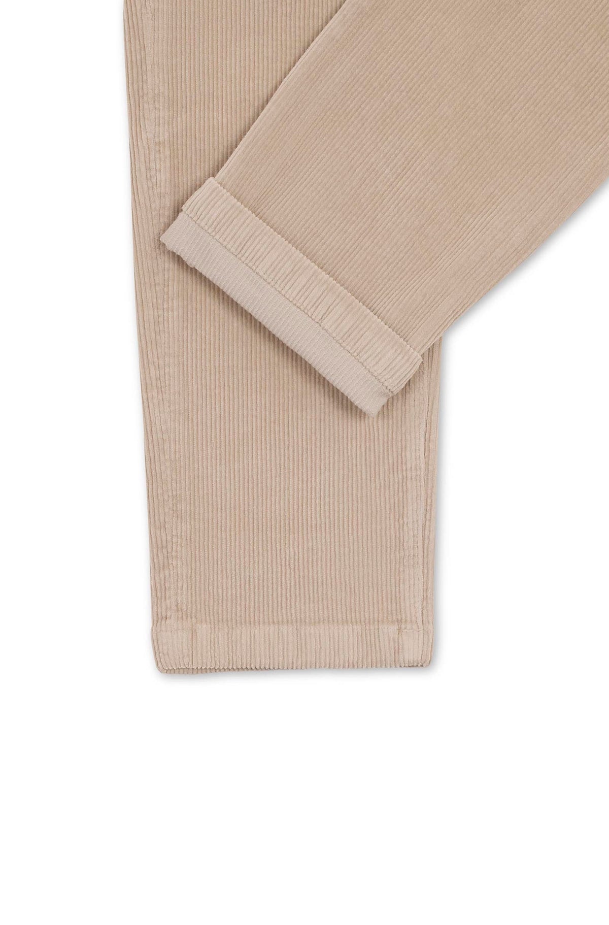 Detail hem with turn-up, beige corduroy — Ace Denim Paris