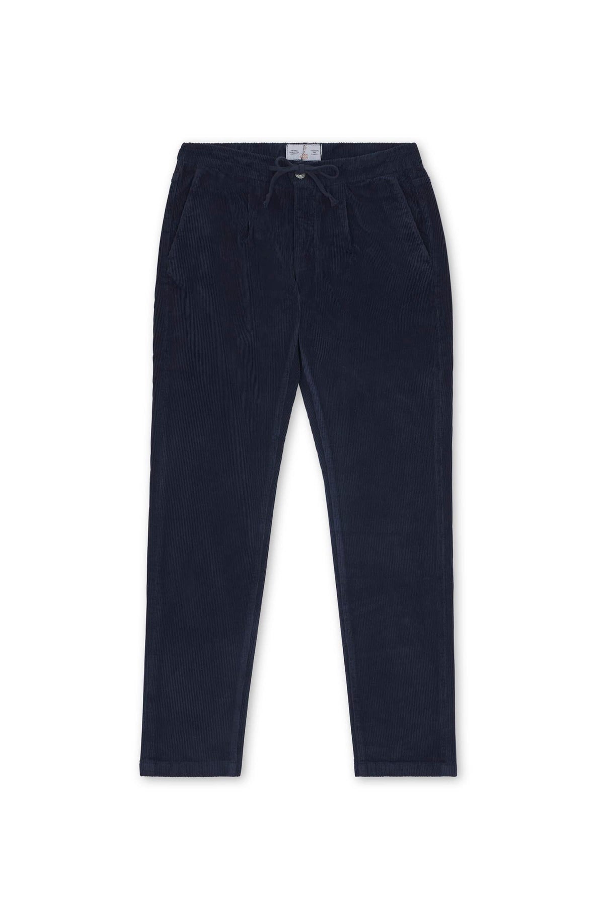 Navy corduroy trousers, front view, white background — Ace Denim Paris