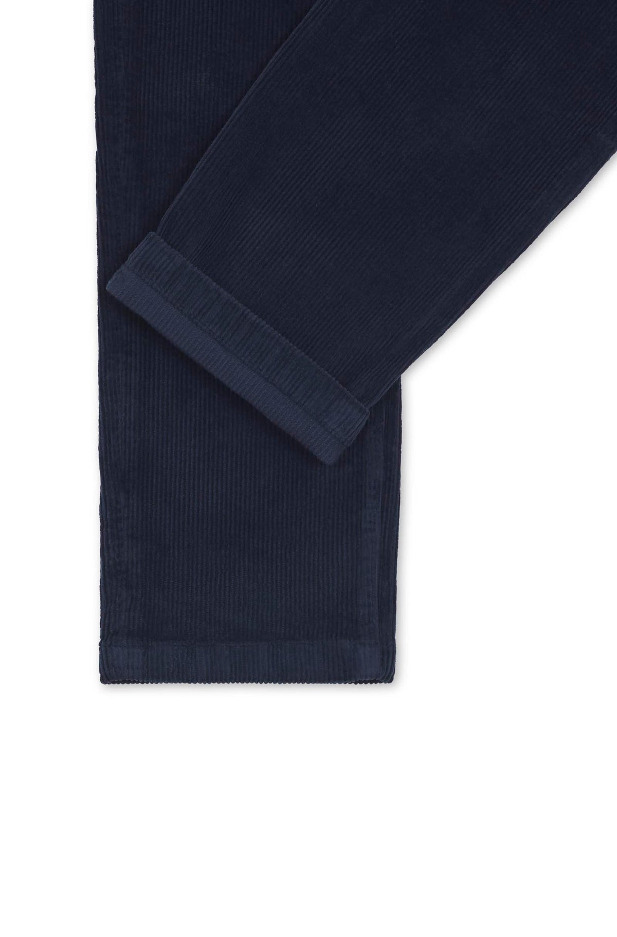 Detail hem with turn-up, navy corduroy — Ace Denim Paris