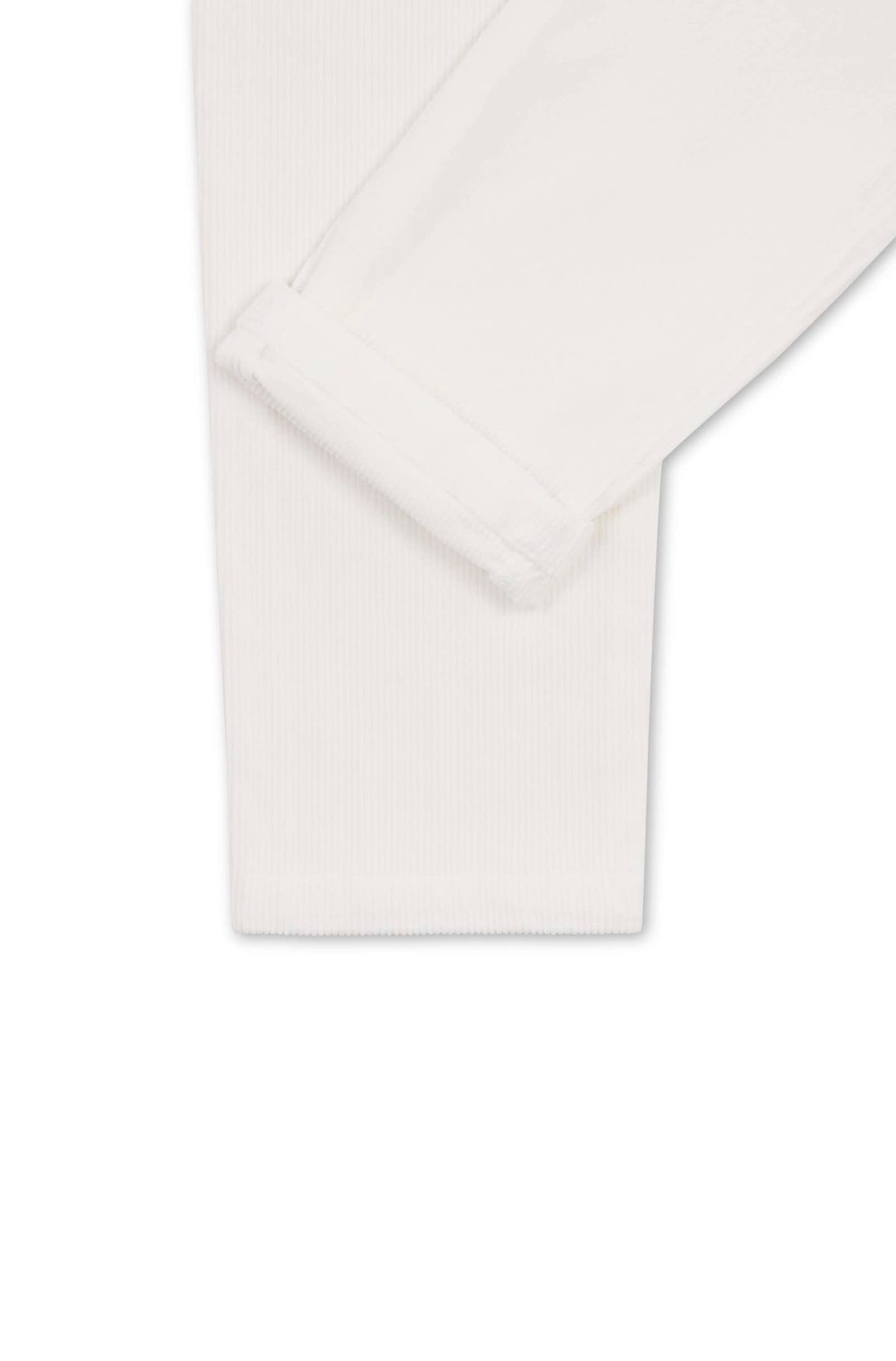 Detail hem with turn-up, off-white corduroy — Ace Denim Paris