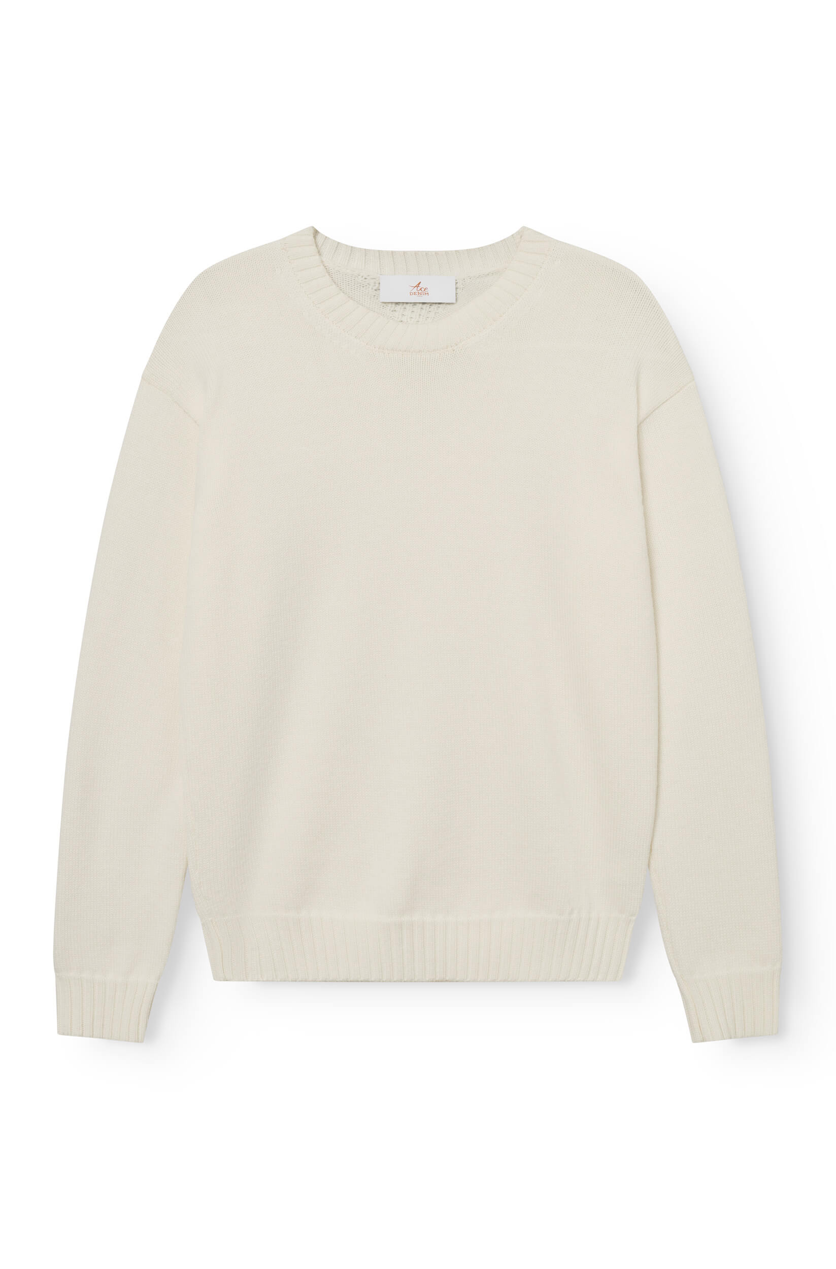 Off-white round-neck sweater in merino wool for men