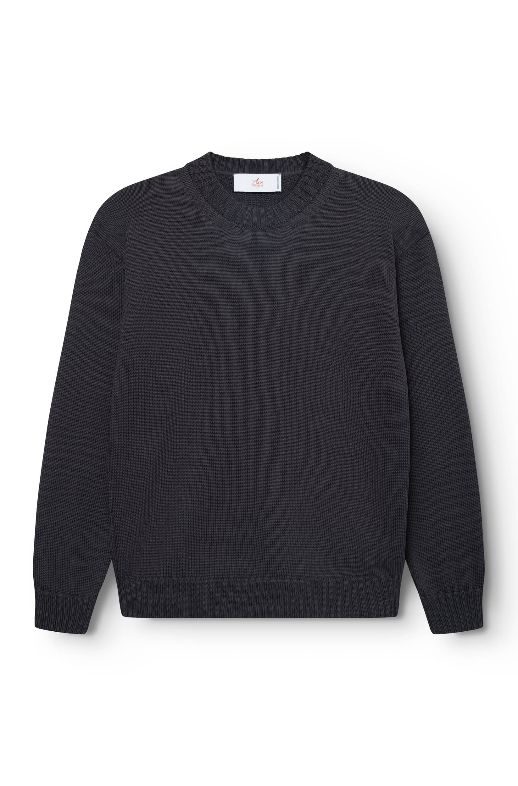 Round-neck sweater in taupe merino wool