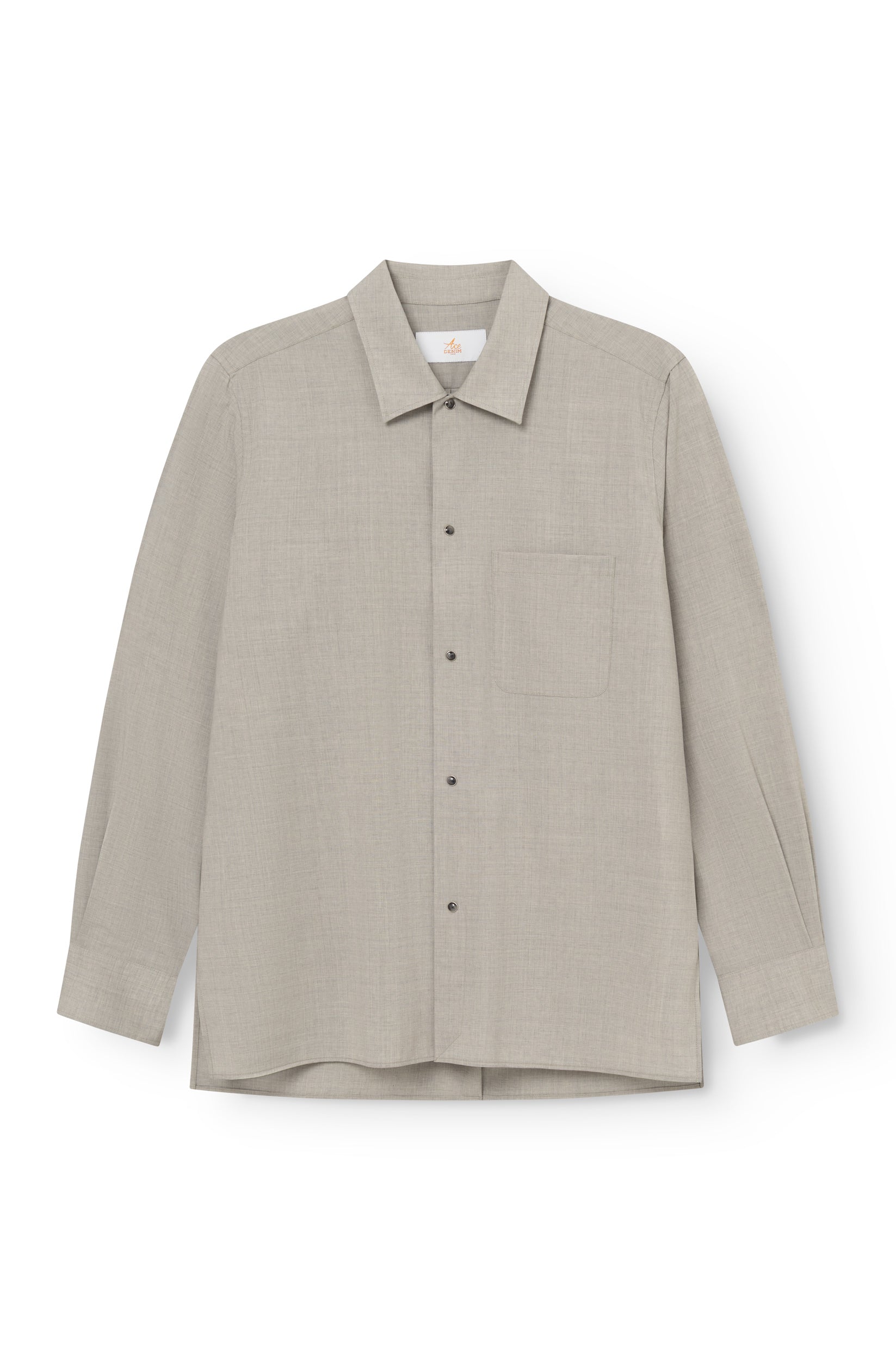 Herren-Overshirt aus Kaltwolle in Grau, Regular Fit, Vorderansicht — AD 82 Ace Denim Paris