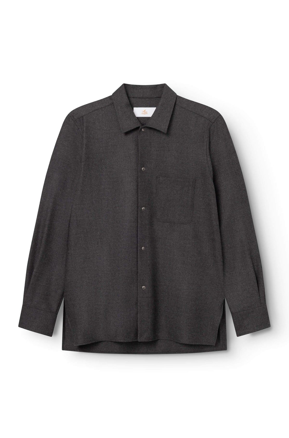 Surchemise en laine mérinos gris anthracite AD 82 vue face — Ace Denim Paris