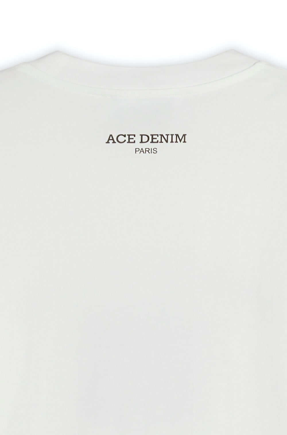 Arrière du tee-shirt blanc en coton homme avec imprimé Ace Denim Paris