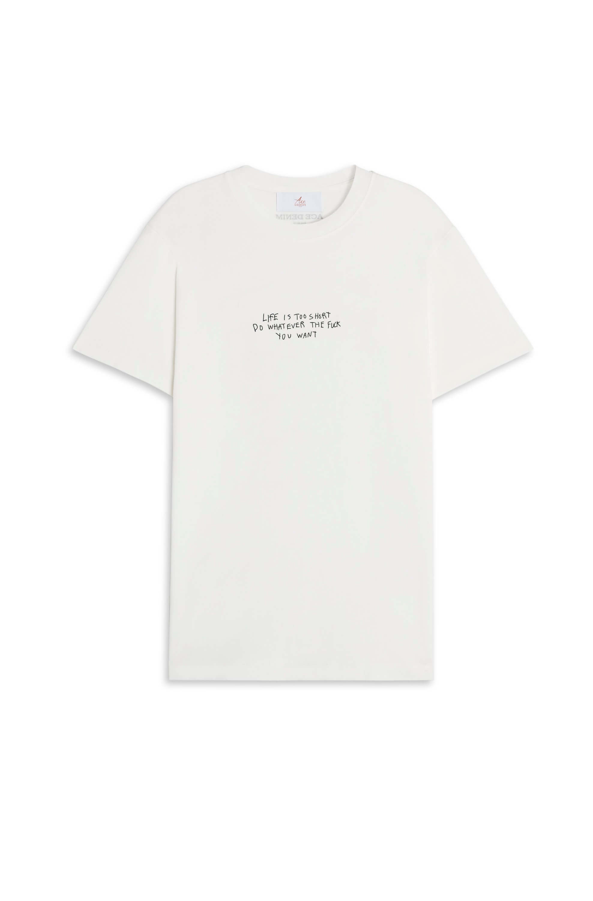 Ace Denim - tee-shirt print Homme - Blanc Life is too short