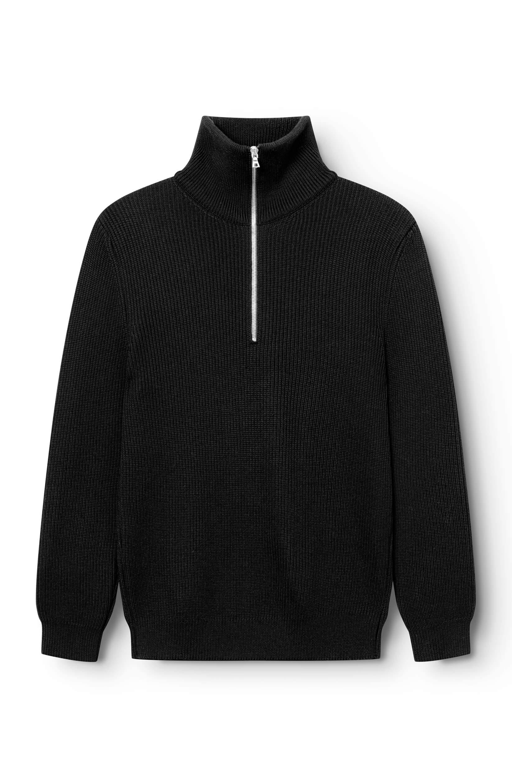 Pull col zippé noir pour homme