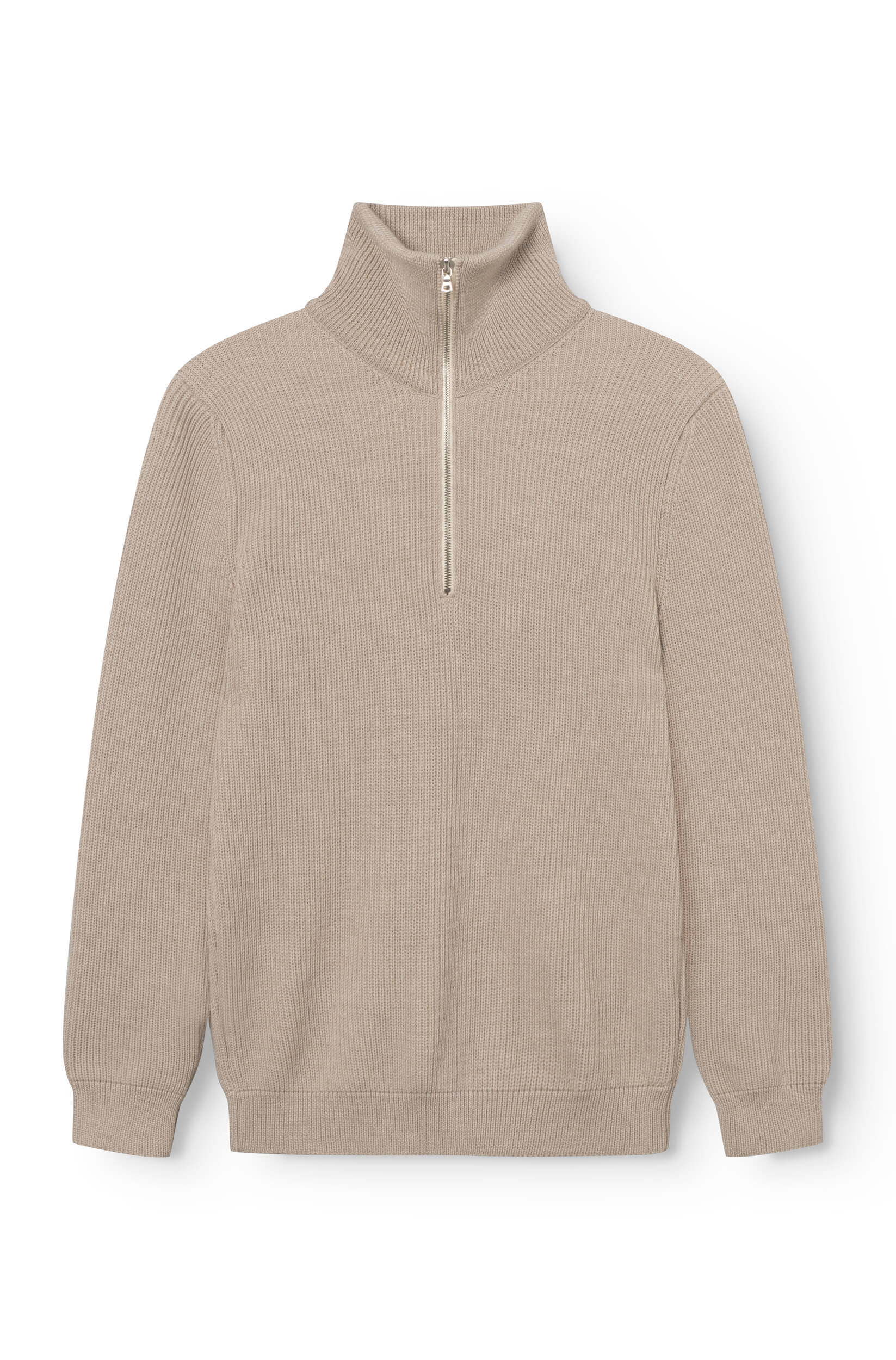 AD 198 - Pull à Col Zippé en laine Beige