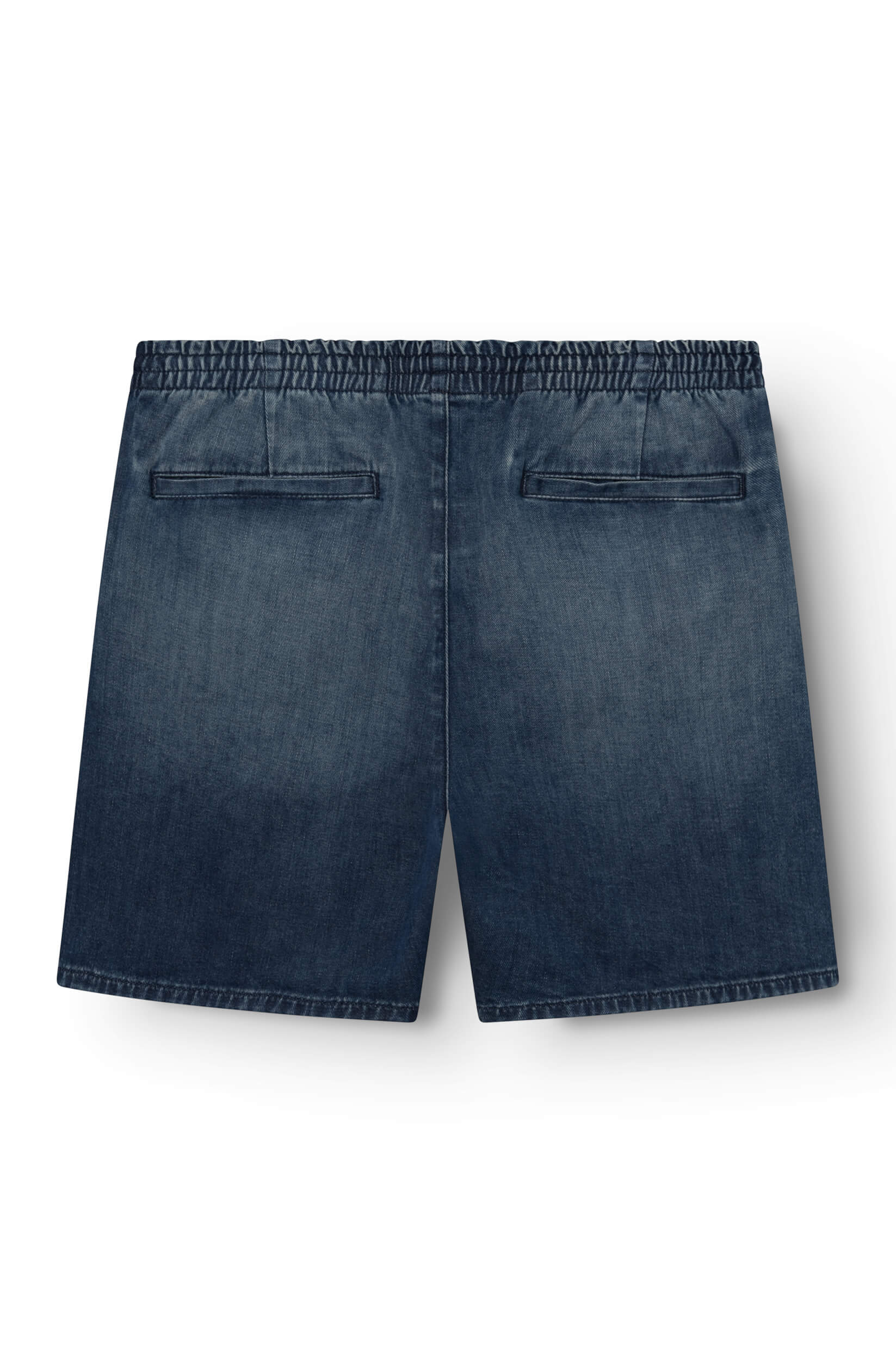 back of the blue denim shorts