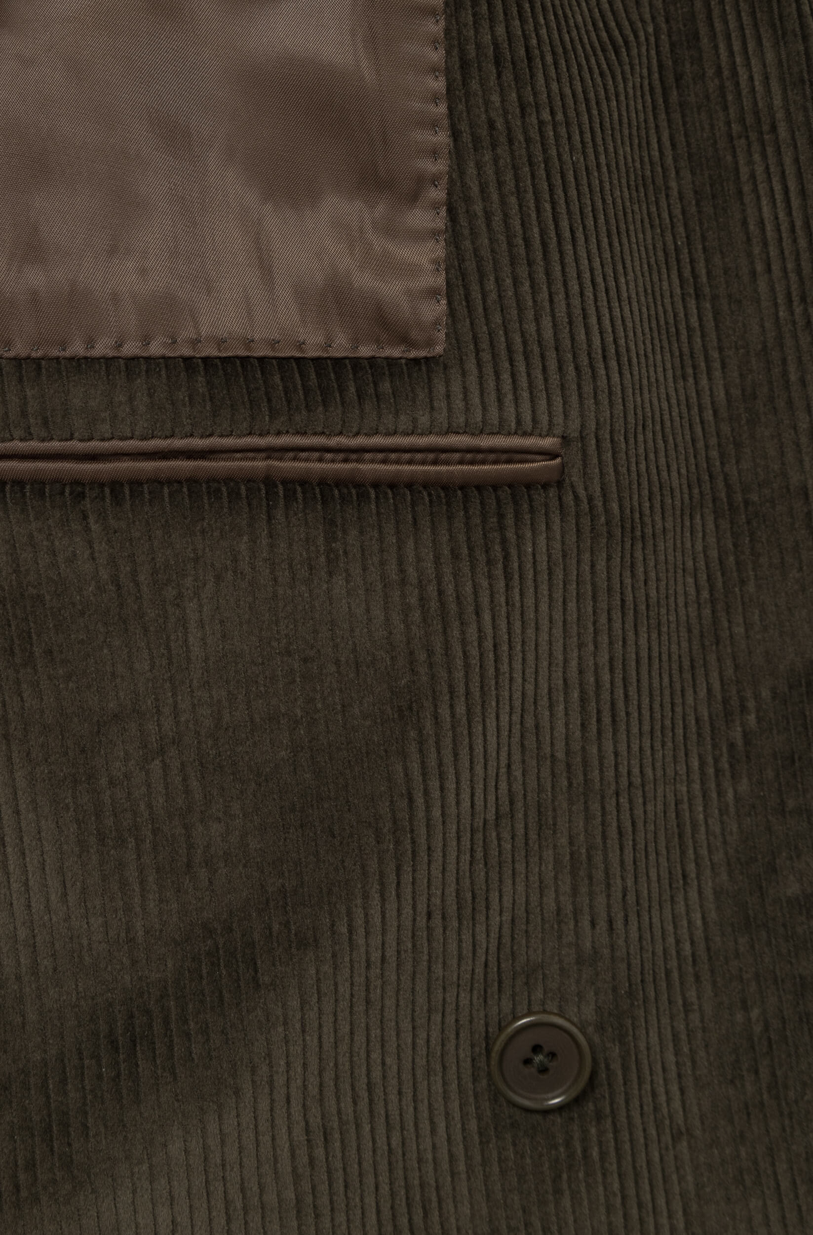 AD152 – Double-breasted corduroy jacket in khaki cotton-cashmere blend