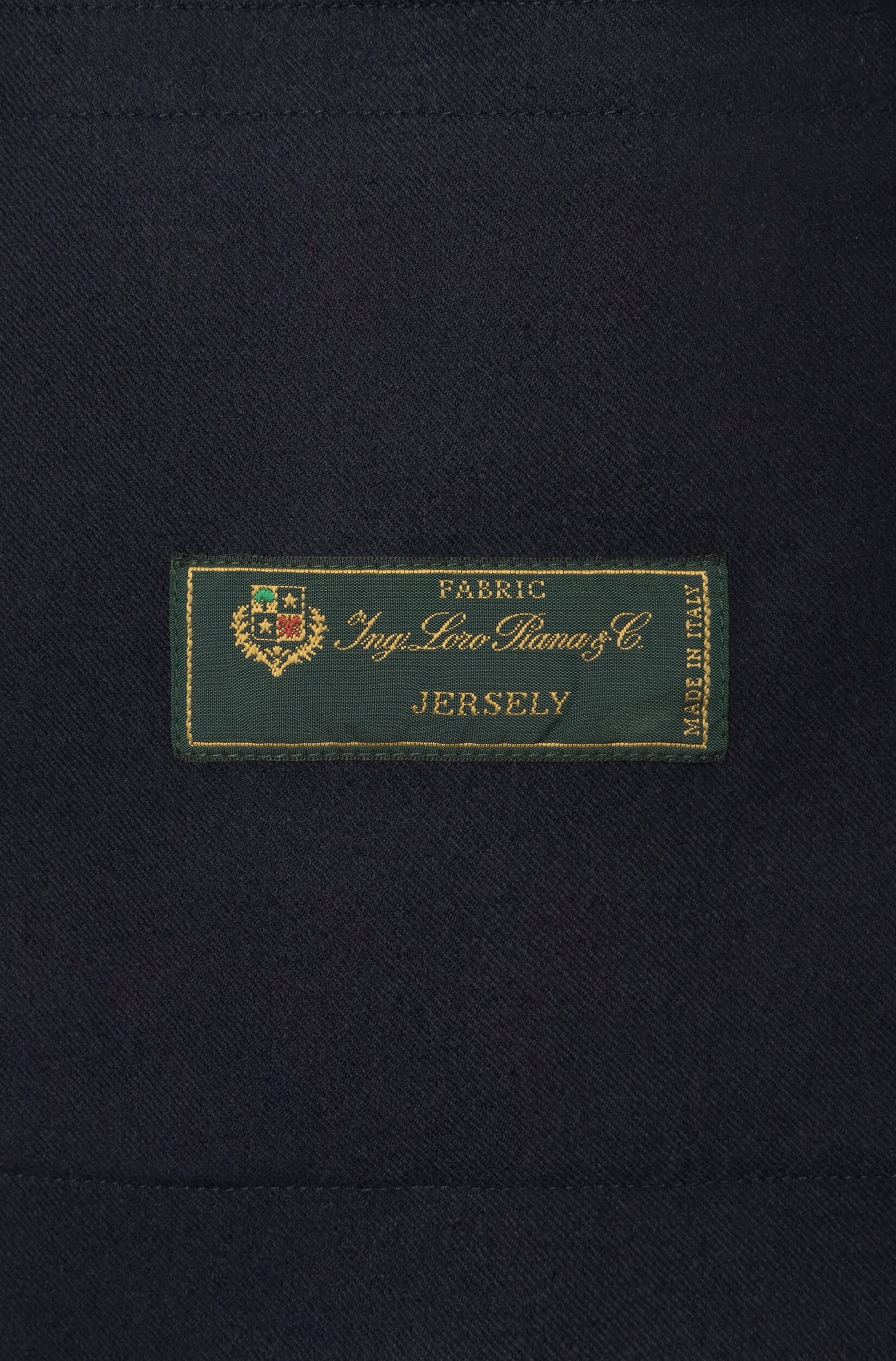 Loro Piana label of the navy merino wool jacket