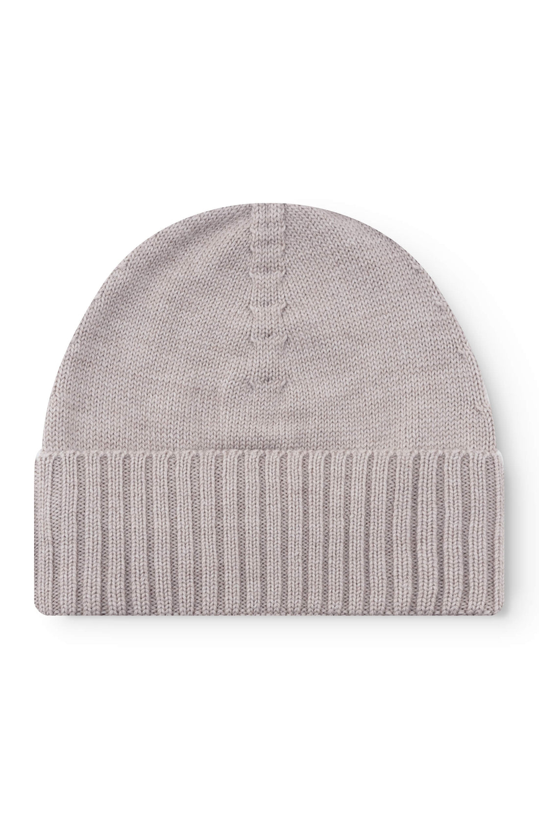 Bonnet en laine mérinos beige, côtes larges et revers plié — Ace Denim Paris
