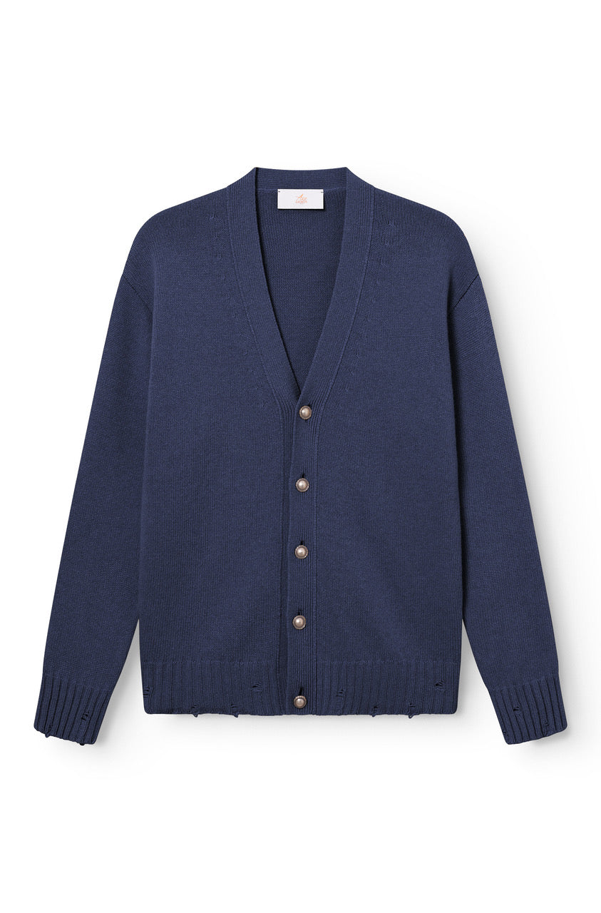 AD 96 - Merino Wool and Cashmere Cardigan Navy