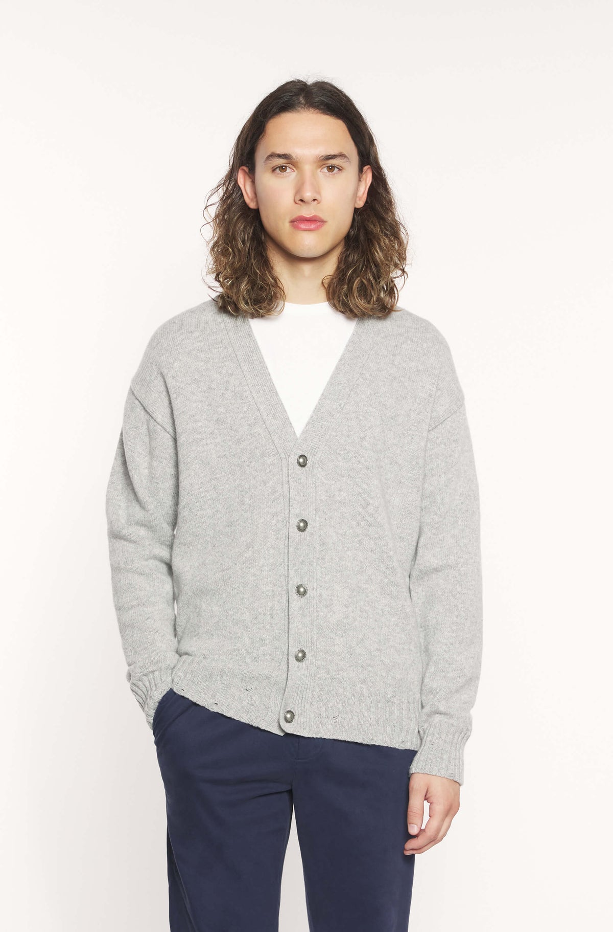 AD 96 - Cardigan en Laine Mérinos et Cachemire Gris