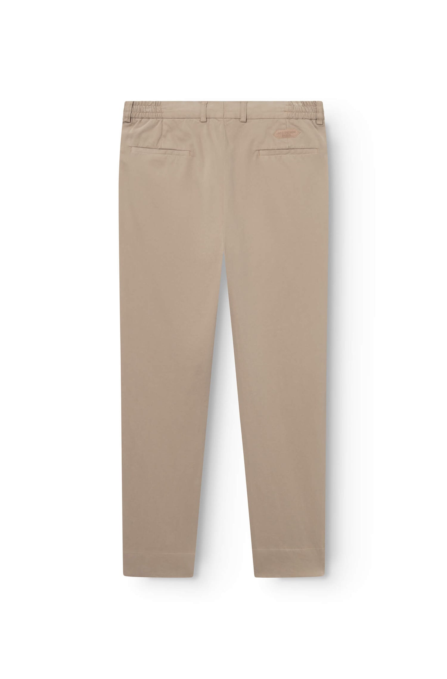 Rear view of the beige chino trousers in cashmere