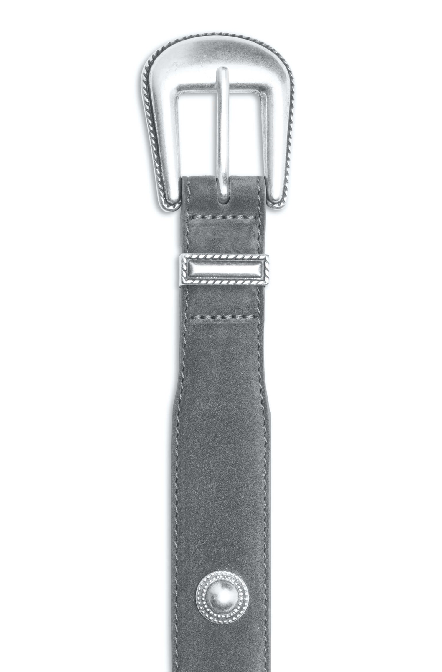 Brushed metal buckle in cowboy style