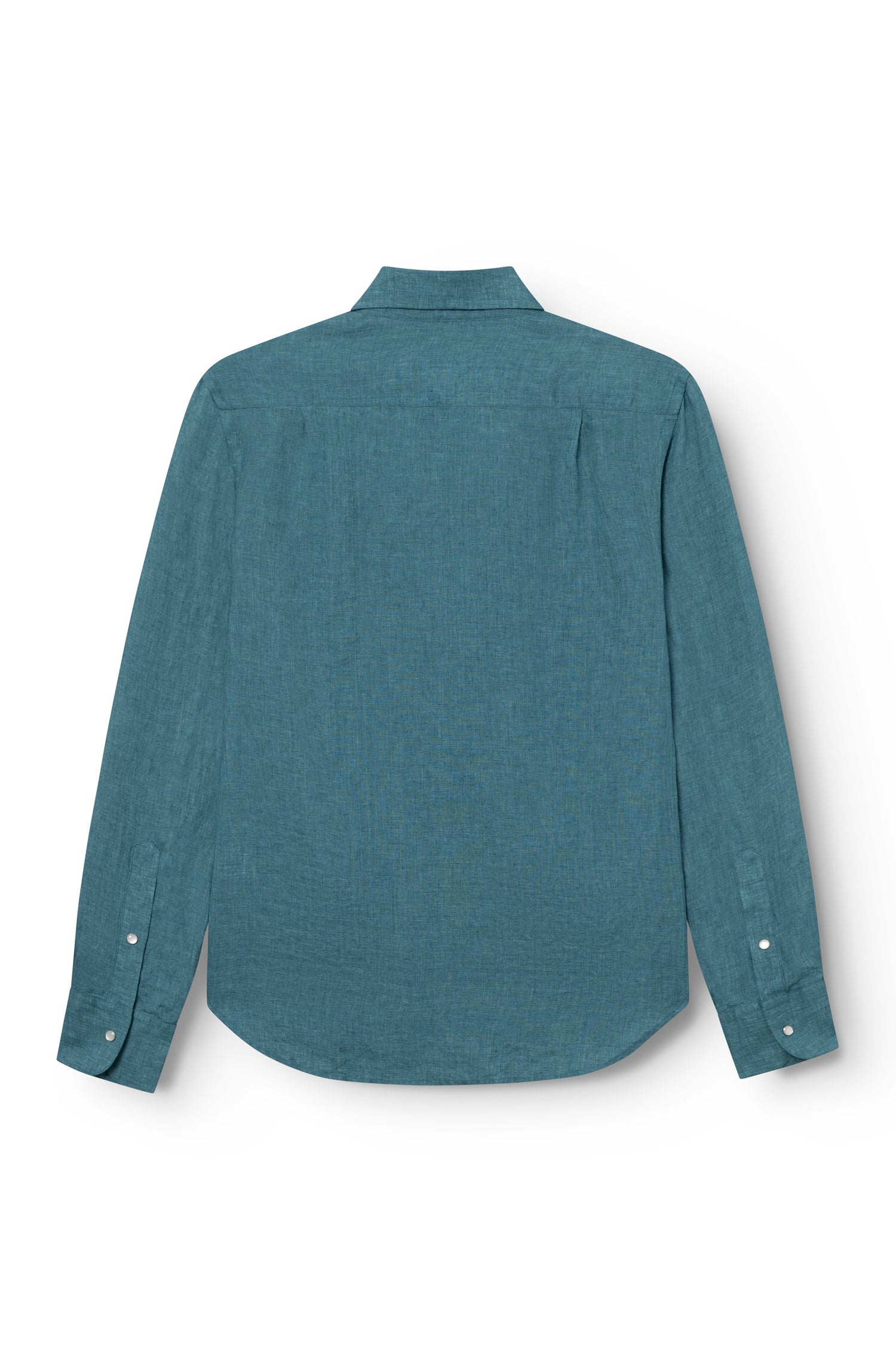 Vue arrière de la chemise homme lin turquoise avec pli dos — AD 73 Ace Denim Paris