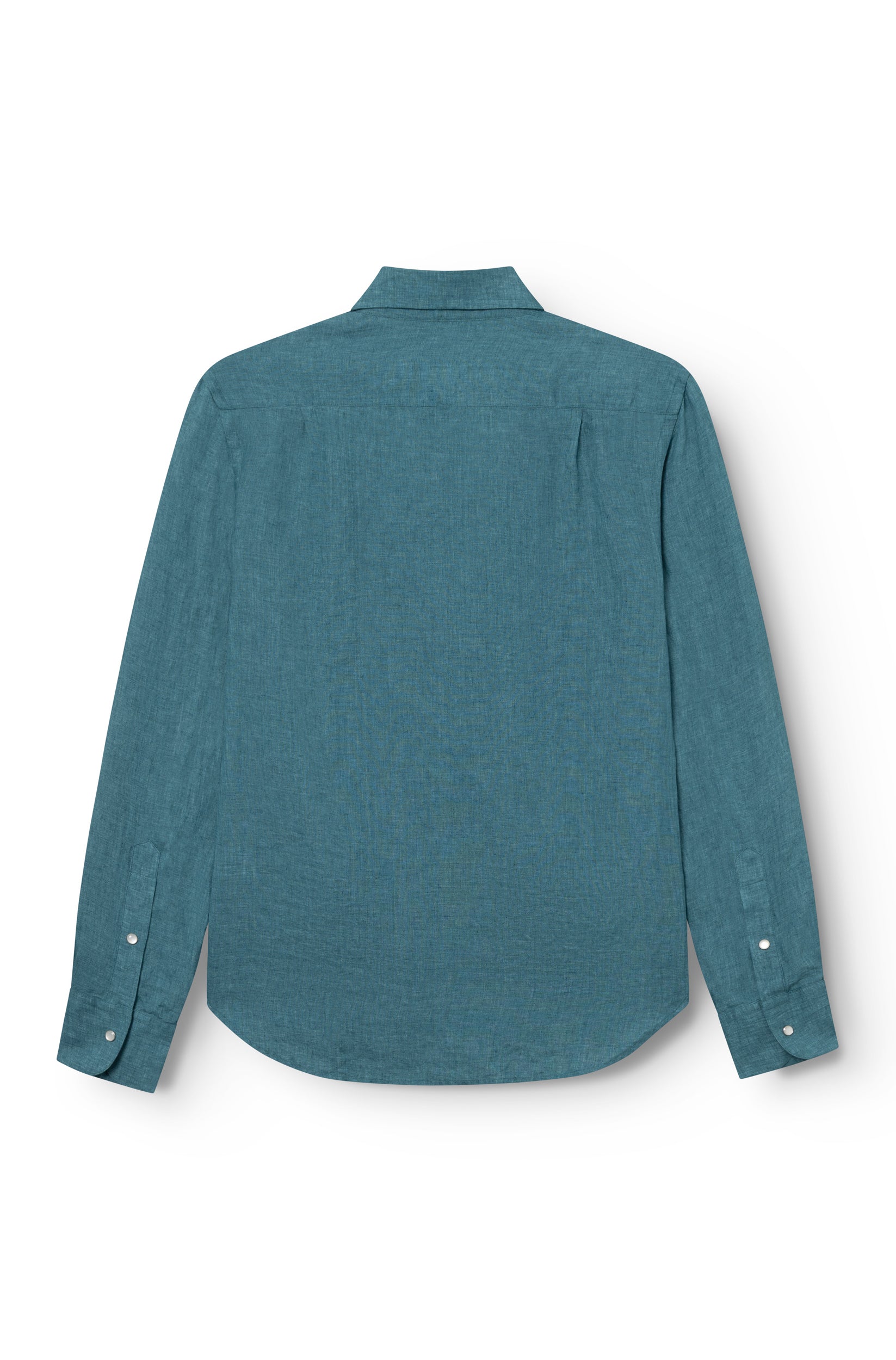 Vue arrière de la chemise homme lin turquoise avec pli dos — AD 73 Ace Denim Paris