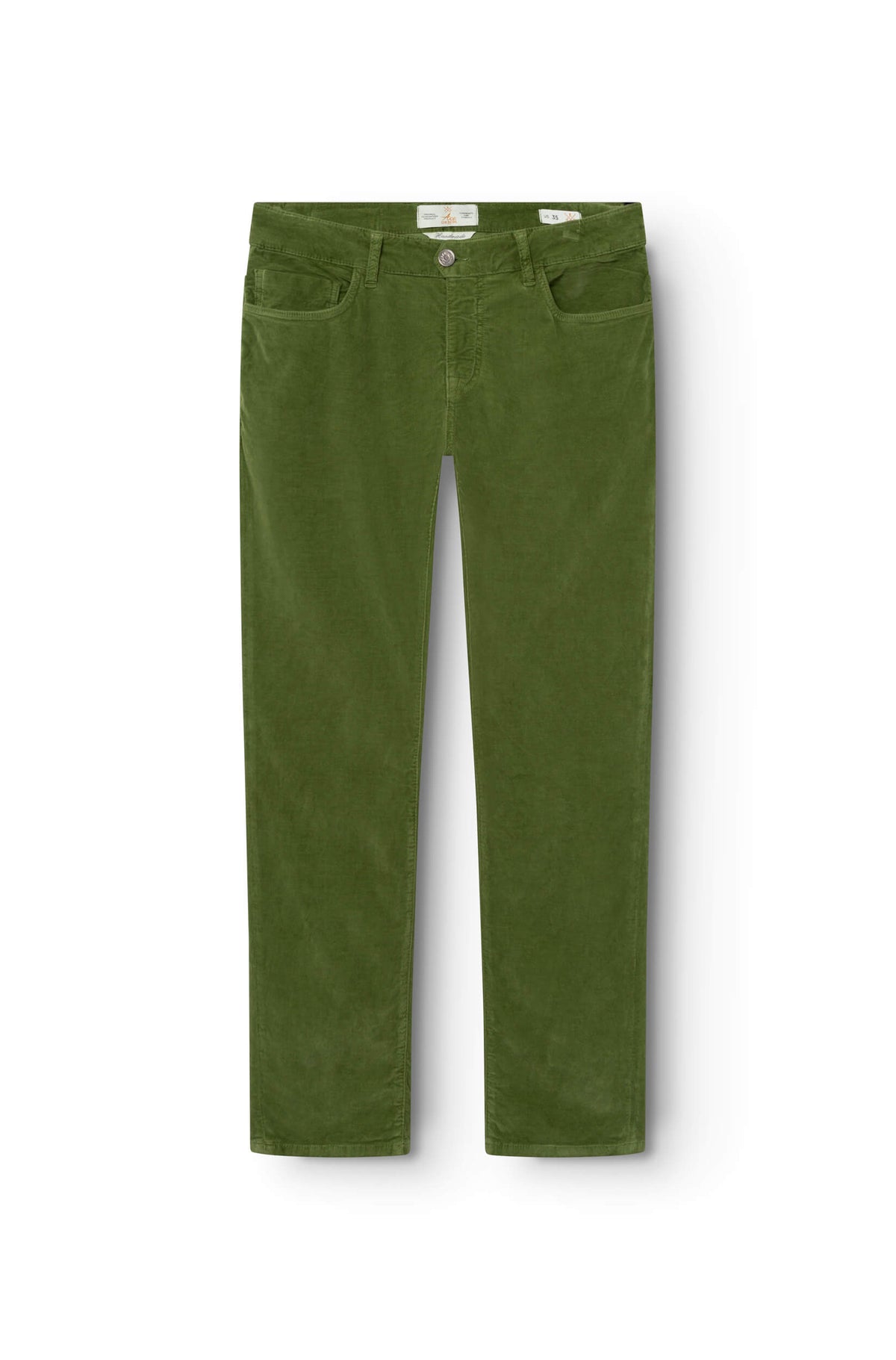 Smooth green corduroy pants for men