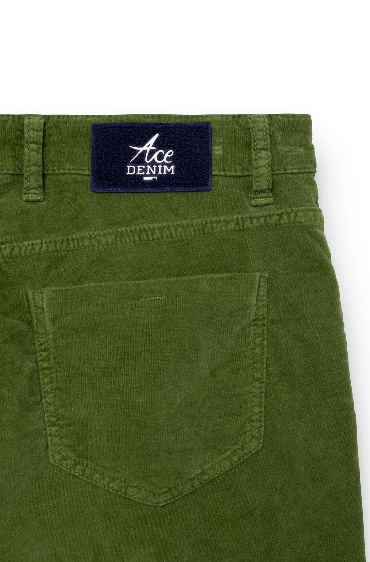 Rear detail of the green AD20 trousers