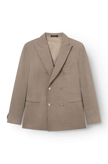 Blazer croisé homme en laine froide Tollegno coloris beige.