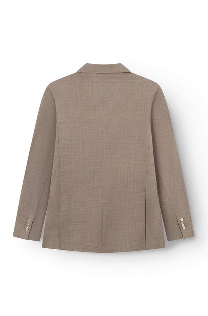 Photo de dos du blazer croisé homme  en laine froide Tollegno coloris beige.