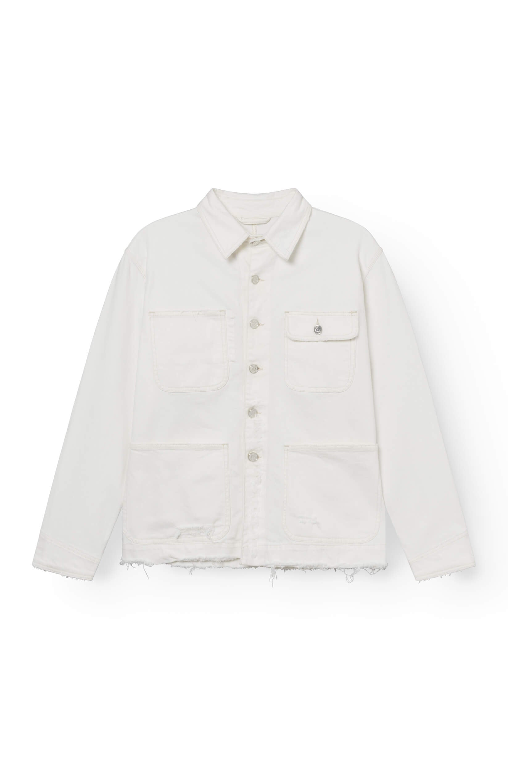 White denim worn-out worker jacket