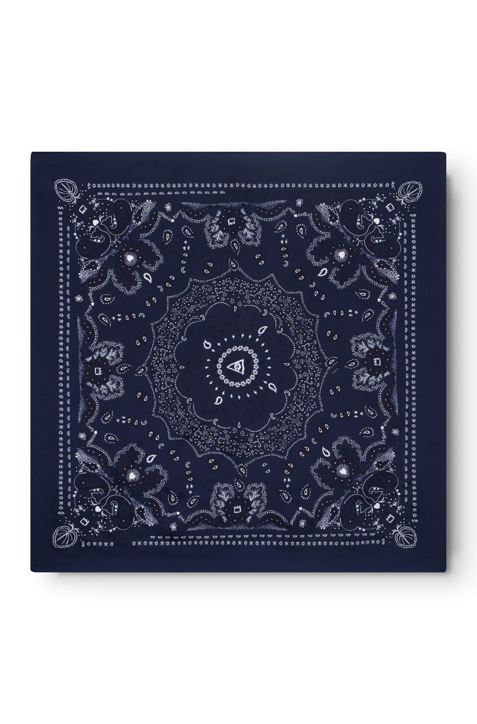 Navy silk scarf with bandana pattern