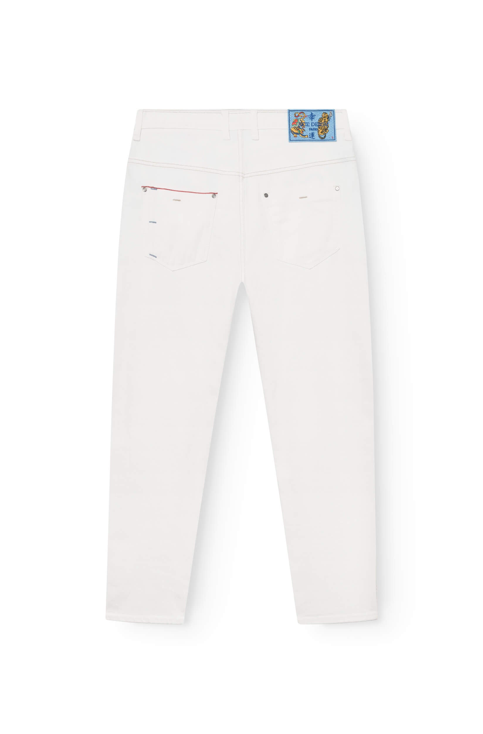 back of the white jeans in Japanese selvedge