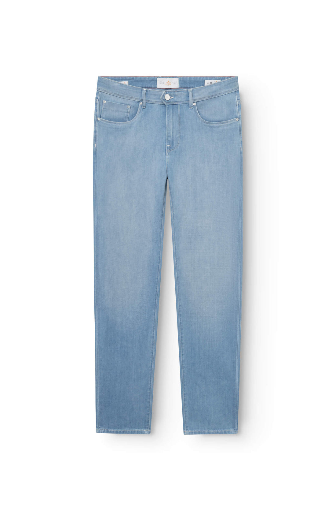 Jean relaxed homme bleu bleached en toile Candiani, vue de face — AD 33 Ace Denim Paris